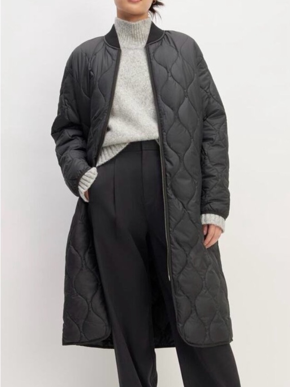Everlane Black Quilted Long Puffer Coat